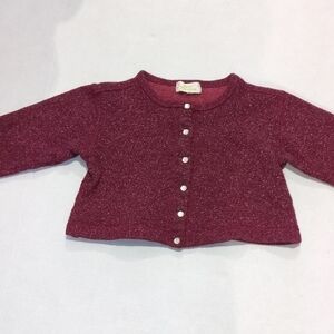 Girls 2T Heatherd Burgundy Button Cardigan Wool Silk Polyester French European